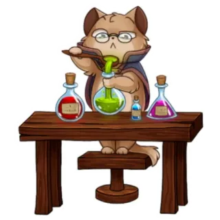 🧐 кот, зелье, магия, наука, волшебник, алхимия, мультфильм, животное telegram sticker