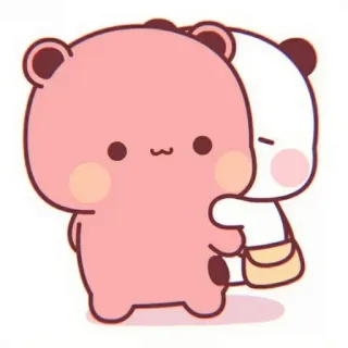 🍒 Panda, Niedźwiedź, Słodkie, Kawaii, Kreskówka, Przytulanie telegram sticker
