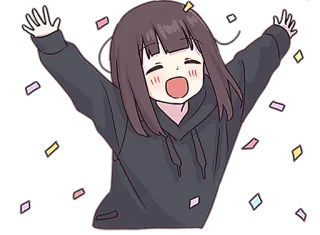 🥳 anime girl, celebration, confetti, happy, kawaii, cute telegram sticker
