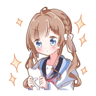 🐱 Anime, Meisje, Kat, Leuk, Kawaii whatsapp sticker