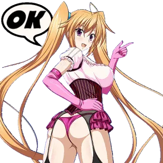 🆗 OK Anime, Fille, Cheveux blonds, String, Sous-vêtements, Montrer du doigt whatsapp sticker
