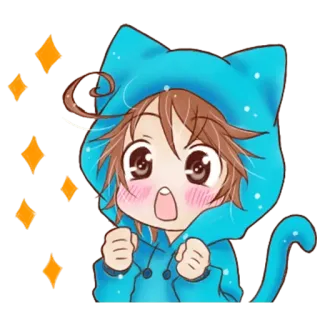 😯 Anime, Carino, Kawaii, Cartone animato, Felpa con cappuccio, Gatto telegram sticker