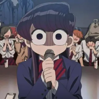 😰 Komi Shouko Komi Can't Communicate 애니메이션, 코미 양은 커뮤증입니다, 코미 쇼코, 마이크, 불안, 무서워 telegram sticker