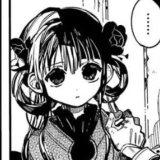 🍥 anime, manga, black and white, cartoon, character, girl telegram sticker