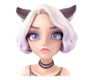 😠 девушка, мультфильм, персонаж, портрет, цифровое искусство, аватар telegram sticker