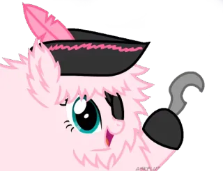 ⚓ YA Kreskówka, Pirat, Różowy kucyk, Hak zamiast ręki, Jednooki, Animowany telegram sticker