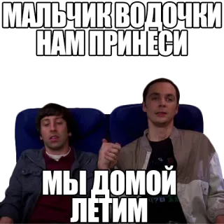 🚅 МАЛЬЧИК ВОДОЧКИ НАМ ПРИНЕСИ МЫ ДОМОЙ ЛЕТИМ Wodka, Russisch, Alkohol, The Big Bang Theory telegram sticker