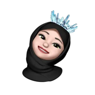 👸 hijab, femme, couronne de glace, emoji, avatar, musulman whatsapp sticker