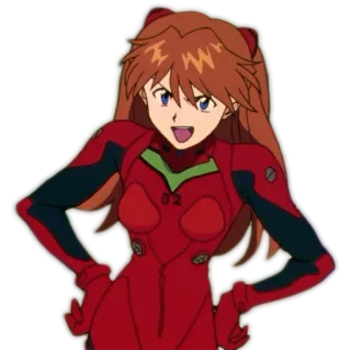 😀 Asuka Langley Sohryu Neon Genesis Evangelion anime, girl, evangelion, red suit, character, asuka langley, asuka telegram sticker