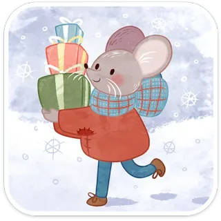 ❄️ mysz, zima, prezenty, szalik, święta, słodki, kreskówka telegram sticker