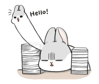 😊 Hello! conejo, hola, saludo, lindo, animal, dibujos animados telegram sticker