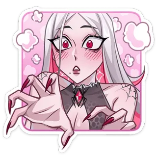 😍 аниме, мультфильм, паук, монстр, красные глаза, милый, наклейка whatsapp sticker