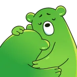 🫂 niedźwiedź, przytulanie, słodki, zielony, kreskówka telegram sticker