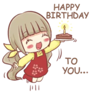 🎂 HAPPY BIRTHDAY TO YOU... день рождения, привет, праздник, торт, свеча, милый, девочка, мультфильм telegram sticker