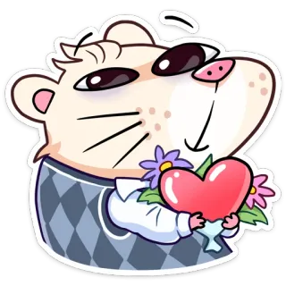 ❤️ cartoon, animal, heart, cute, illustration, sticker telegram sticker
