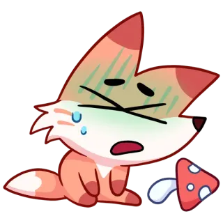 🤢 fox, mushroom, sad, scared, animal telegram sticker