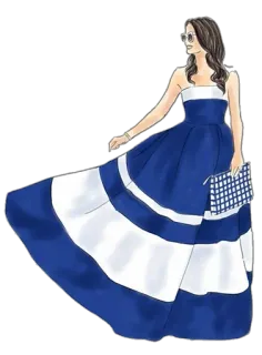 👛 kleid, frau, mode, stil, abendkleid, blau, weiss, sonnenbrille, clutch telegram sticker
