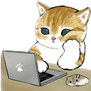 😮‍💨 cat, laptop, hamster, cute, animal, cartoon, pet telegram sticker
