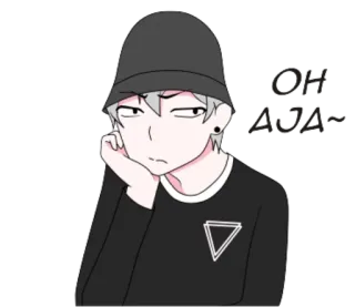 😒 OH AJA~ Anime, Desenho animado, Menino, Fofo, Personagem, Adesivo telegram sticker