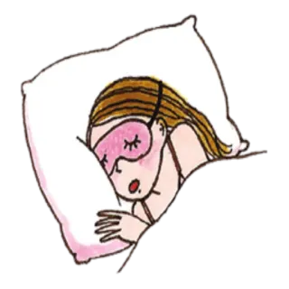 😴 сон, спящий, женщина, ночь, подушка, маска для сна telegram sticker
