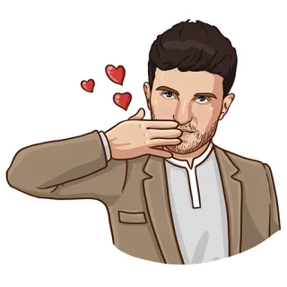 😘 homem, corações, beijo, amor, afeição, saudação, desenho animado telegram sticker