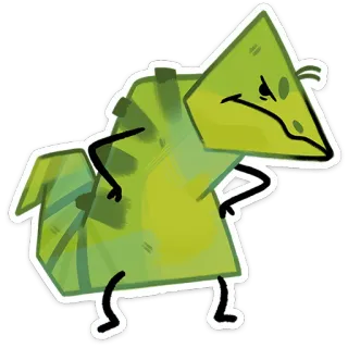 ⭐ kameleon, zwierzę, kreskówka, gad, zielony, jaszczurka whatsapp sticker