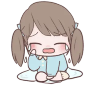 😭 triste, chorando, lágrimas, chateado/a, desenho animado, menina, anime whatsapp sticker