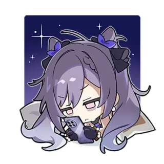 🥱 Keqing Genshin Impact Keqing, Genshin Impact, Anime, Video game, Karakter, Telepon, Stiker whatsapp sticker