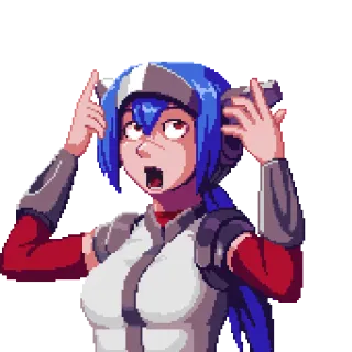 😱 anime, girl, pixel art, surprised telegram sticker