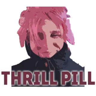 💟 THRILL PILL スリル, 錠剤, ピンク髪, ポートレート whatsapp sticker