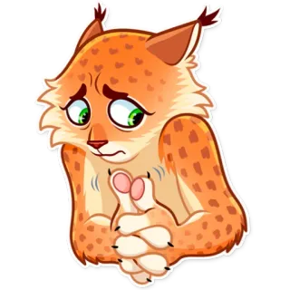 😞 lynx, cat, sad, cartoon, animal, sticker whatsapp sticker