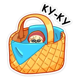 👋 KY-KY cesta, dibujo animado, lindo, personaje telegram sticker