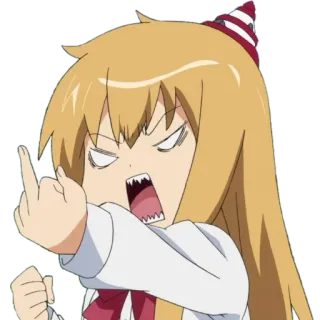 🖕 Аниме, Средний палец, Оскорбительный, Мультфильм, Злой, Жест telegram sticker