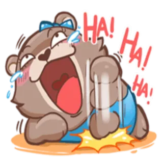 🤣 HA! HA! HA! 卡通, 动物, 熊, 笑, 搞笑, 快乐, 庆祝 telegram sticker