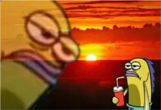 😑 spongebob, pesce, bevanda, tramonto telegram sticker