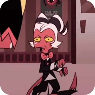 😵 Moxxie Helluva Boss CALL US! Helluva Boss, Moxxie, Cartoon, Imp, Animation, Sticker telegram sticker