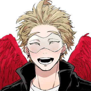 😄 Hawks My Hero Academia anime, hero, wings, pro hero, red, cheerful whatsapp sticker