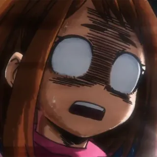🎭 Ochaco Uraraka My Hero Academia Аниме, в шоке, Очако Урарака, Моя геройская академия whatsapp sticker