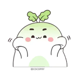 🤗 niedlich, kawaii, grün, Pflanze, Aufkleber, Figur whatsapp sticker