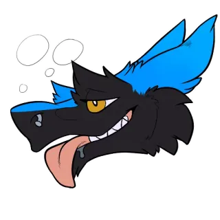 🙊 Anthro, Furry, Tier, Cartoon, Kopf, Blau, Schwarz telegram sticker