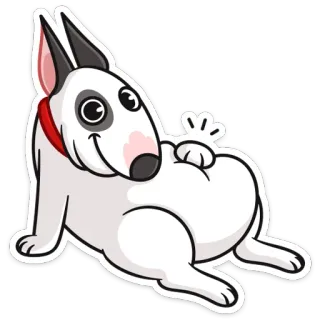 ☺️ chien, bull terrier, animal de compagnie, animal, dessin animé, autocollant whatsapp sticker