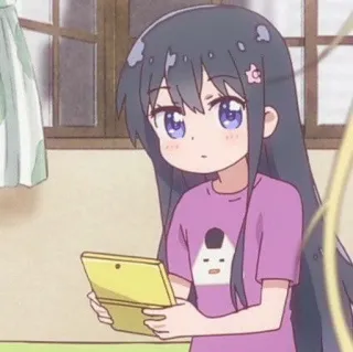 🎐 Anime, Chica, Linda, Videojuego, Personaje, Dibujo animado, Jugando telegram sticker