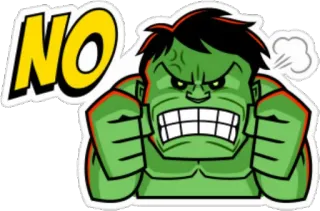 👎 Hulk NO Hulk, bravo, super-herói, desenho animado, não telegram sticker