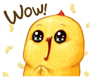 🐤 Wow! frango, fofo, uau, animado, kawaii, surpresa whatsapp sticker