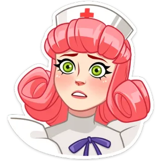 😳 enfermera, salud, médico, dibujos animados, hospital, uniforme whatsapp sticker