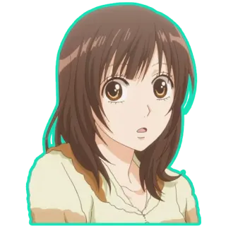 😶 anime girl, brown hair, cute, anime, manga, portrait whatsapp sticker