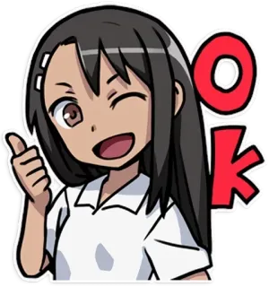 👍 Nagatoro Don't Toy with Me, Miss Nagatoro OK Аниме, Нагаторо, Ок, Большой палец вверх, Девушка, Подмигивание, Мультфильм telegram sticker