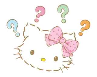 ❓ Hello Kitty Hello Kitty, signos de interrogación, lindo, dibujos animados, kawaii, rosa telegram sticker