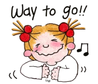 👍 Way to go!! Desenho animado, Menina, Celebração, Conquista, Fofo whatsapp sticker