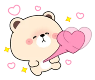 😜 곰, 스티커, 귀여운, 하트, 만화, 동물 telegram sticker